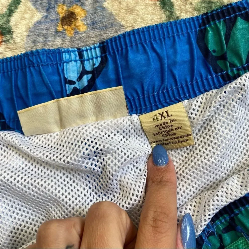 Island Passport Turtle Print Swim Trunks Size 4XL